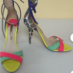 Sophia Webster Pink and Green Heels with Strappy Design